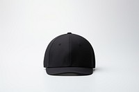 Black cap white background headwear. 