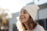 Outdoors beanie adult smile. 