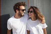 Sunglasses laughing outdoors t-shirt. 