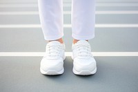 Footwear white shoe standing. 