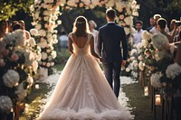 Bride outdoors fashion wedding. AI generated Image by rawpixel.