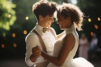 Outdoors newlywed portrait dancing. AI generated Image by rawpixel.