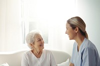 Patient smiling talking adult. 