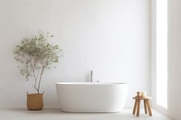 Bathroom bathtub plant white. 