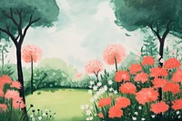 Painting outdoors nature flower. 