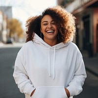 Sweatshirt laughing outdoors hoodie. 