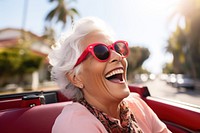 Laughing outdoors glasses driving. AI generated Image by rawpixel.