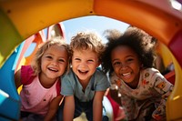 Playground laughing portrait outdoors. 