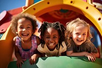 Playground laughing outdoors child. 