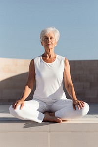 Sports yoga outdoors sitting. 