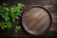 Wood plate food herb. AI generated Image by rawpixel.