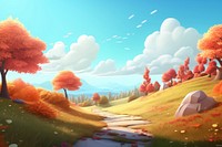 Landscape outdoors cartoon autumn. 