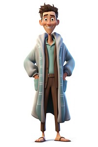 Overcoat cartoon white background outerwear. AI generated Image by rawpixel.
