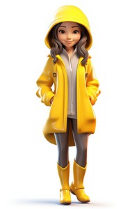 Raincoat cartoon yellow white background. AI generated Image by rawpixel.