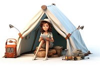 Tent camping cartoon white background. AI generated Image by rawpixel.