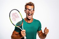 Racket tennis shouting holding. AI generated Image by rawpixel.