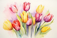 Tulip painting flower plant. AI generated Image by rawpixel.