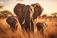 Elephant wildlife grassland outdoors. AI generated Image by rawpixel.