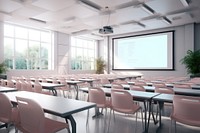 Classroom chair table architecture. AI generated Image by rawpixel.