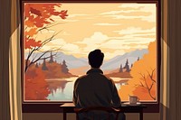 Autumn window adult man. AI generated Image by rawpixel.