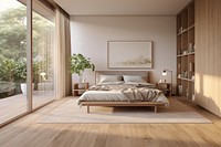 Floor room wood bed