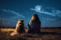 Night moon dog astronomy. AI generated Image by rawpixel.