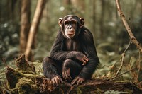 Chimpanzee wildlife sitting monkey. 