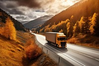 Road vehicle driving autumn. AI generated Image by rawpixel.
