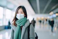 Airport adult scarf woman. 