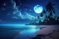 Night beach moon astronomy