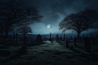 Cemetery night moon astronomy. 