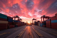 Container outdoors vehicle sunset. AI generated Image by rawpixel.