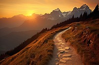 Empyty hiking path mountain wilderness landscape. AI generated Image by rawpixel.