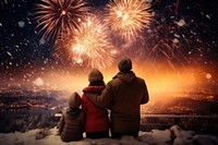 Fireworks outdoors winter night. AI generated Image by rawpixel.