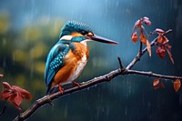 Kingfisher animal branch bird. AI generated Image by rawpixel.