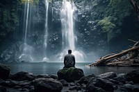 Waterfall rock landscape outdoors. 