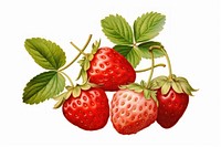 Strawberry plant fruit food white background. AI generated Image by rawpixel.