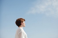 Photography portrait standing outdoors. 