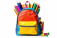 Backpack pencil bag white background. AI generated Image by rawpixel.