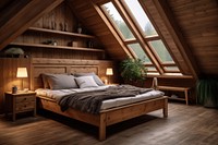 Furniture wood bed architecture. 