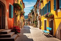 Town architecture cobblestone outdoors. 