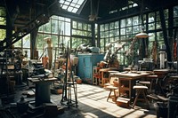 Architecture building workshop factory. AI generated Image by rawpixel.