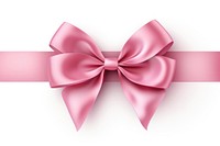 Ribbon pink bow white background. 