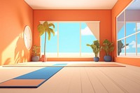 Floor yoga architecture tranquility. AI generated Image by rawpixel.
