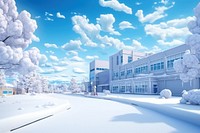 Snow architecture landscape building. AI generated Image by rawpixel.