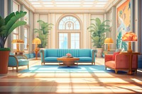 Lobby architecture furniture building. AI generated Image by rawpixel.