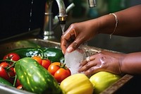 Fruit vegetable washing kitchen. 