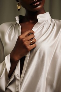 Jewelry ring white shirt. 