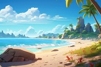 Beach landscape outdoors cartoon. 