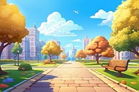 City landscape outdoors cartoon. 